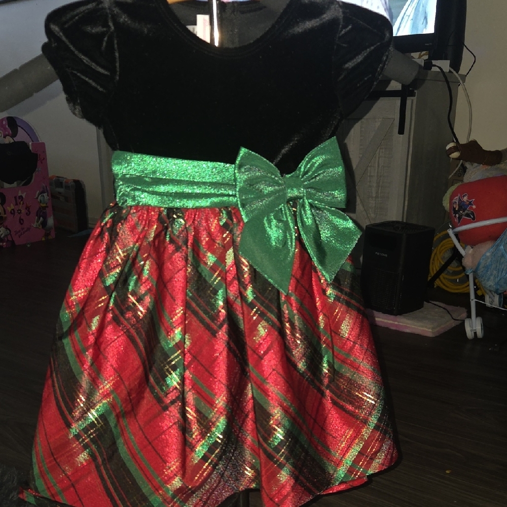 Bonnie Baby Black & Red Velvet Dress with Pink Label